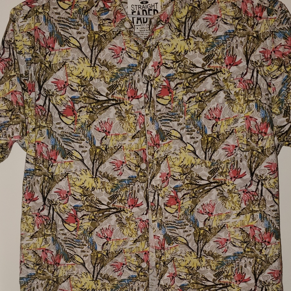 Straight Faded  Button Down Fun Moose Print